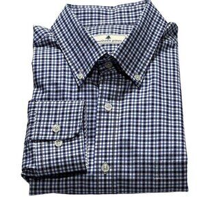 Southern Pines Mens Blue & White Gingham Long Sleeve Button-Down Shirt Size L 10